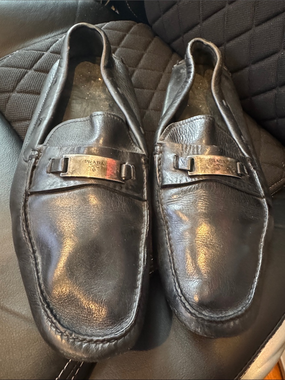 Prada Black Leather Bit Loafers